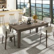 Noble House Lauren 106.5 Extendable Dining Table, Woodgrain Top, Modern Rectangular Wooden Kitchen Table, Dark Oak