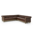 thumbnail image 1 of Noble House Leesburg Indoor Contemporary Sectional Sofa, Dark Brown, 1 of 13