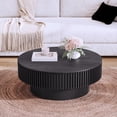 thumbnail image 1 of Noble House Leigh 31.5'' Round Modern Coffee Table with Hidden Storage, Solid Wood Veneer, Accent Tea Table, Black, 1 of 8