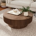 thumbnail image 1 of Noble House Leigh 31.5'' Round Modern Coffee Table with Hidden Storage, Solid Wood Veneer, Accent Tea Table, Walnut, 1 of 10