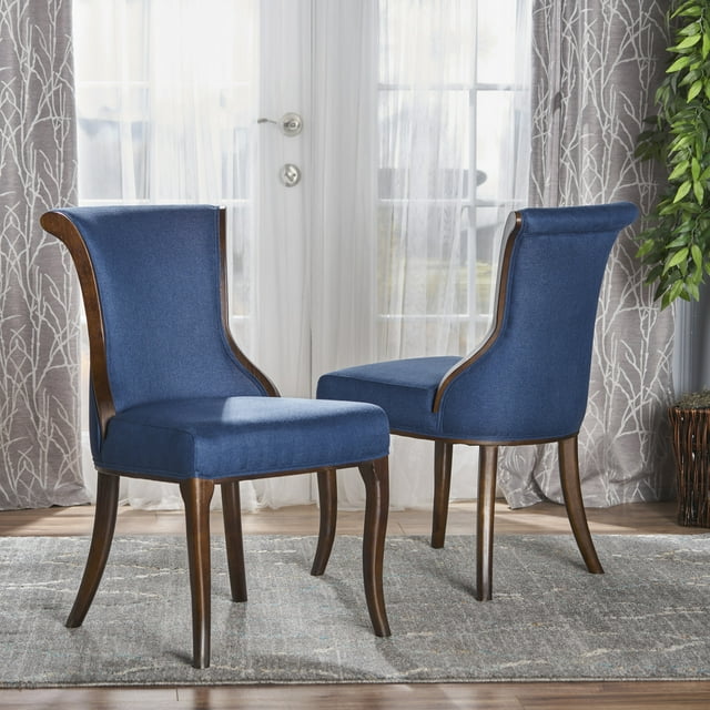 Noble House Lexi Contemporary Fabric Dining Chair, Set of 2, Dark Navy ...