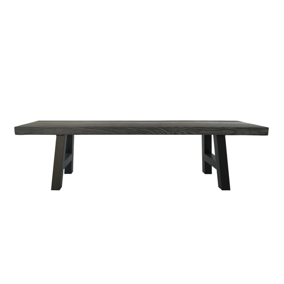 Noble House Lilith Indoor Light Weight Concrete Dining Bench, Natural Grey, Black