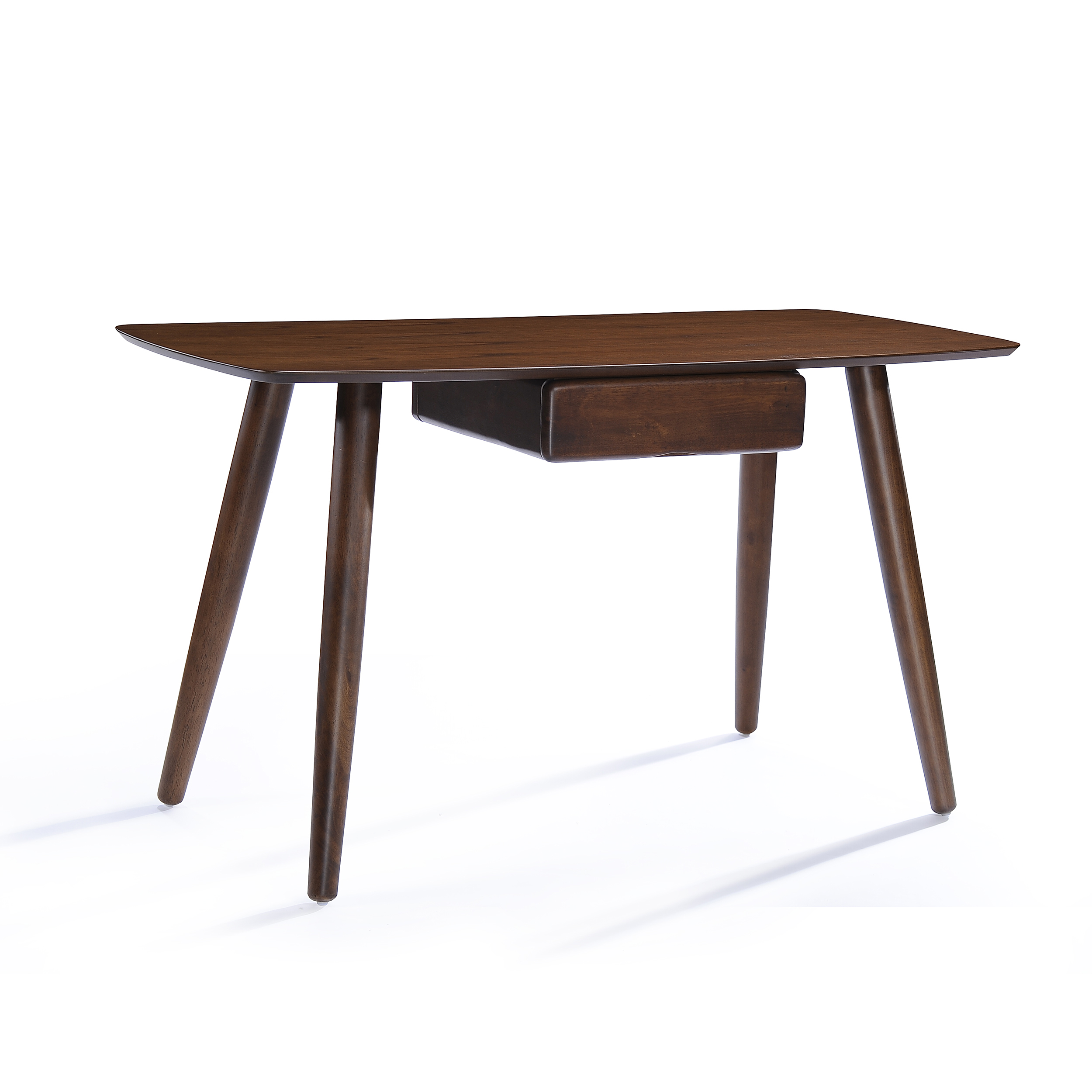 Noble House Liyat Faux Wood Overlay Study Table with Drawer, Natural Walnut