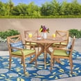 thumbnail image 1 of Noble House Llano 5 Piece Wooden Round Patio Dining Set in Teak and Green, 1 of 6