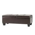 thumbnail image 1 of Noble House Logan Chocolate Brown Bonded Leather Storage Ottoman, 1 of 15