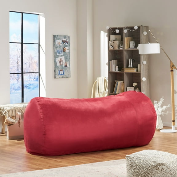 Noble House Logan Suede Bean Bag Chair Cover, Red