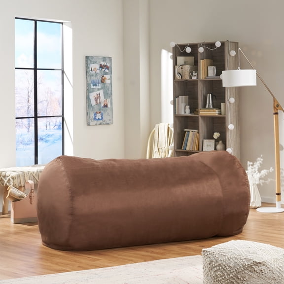 Noble House Logan Suede Bean Bag Chair, French Roast (Brown)