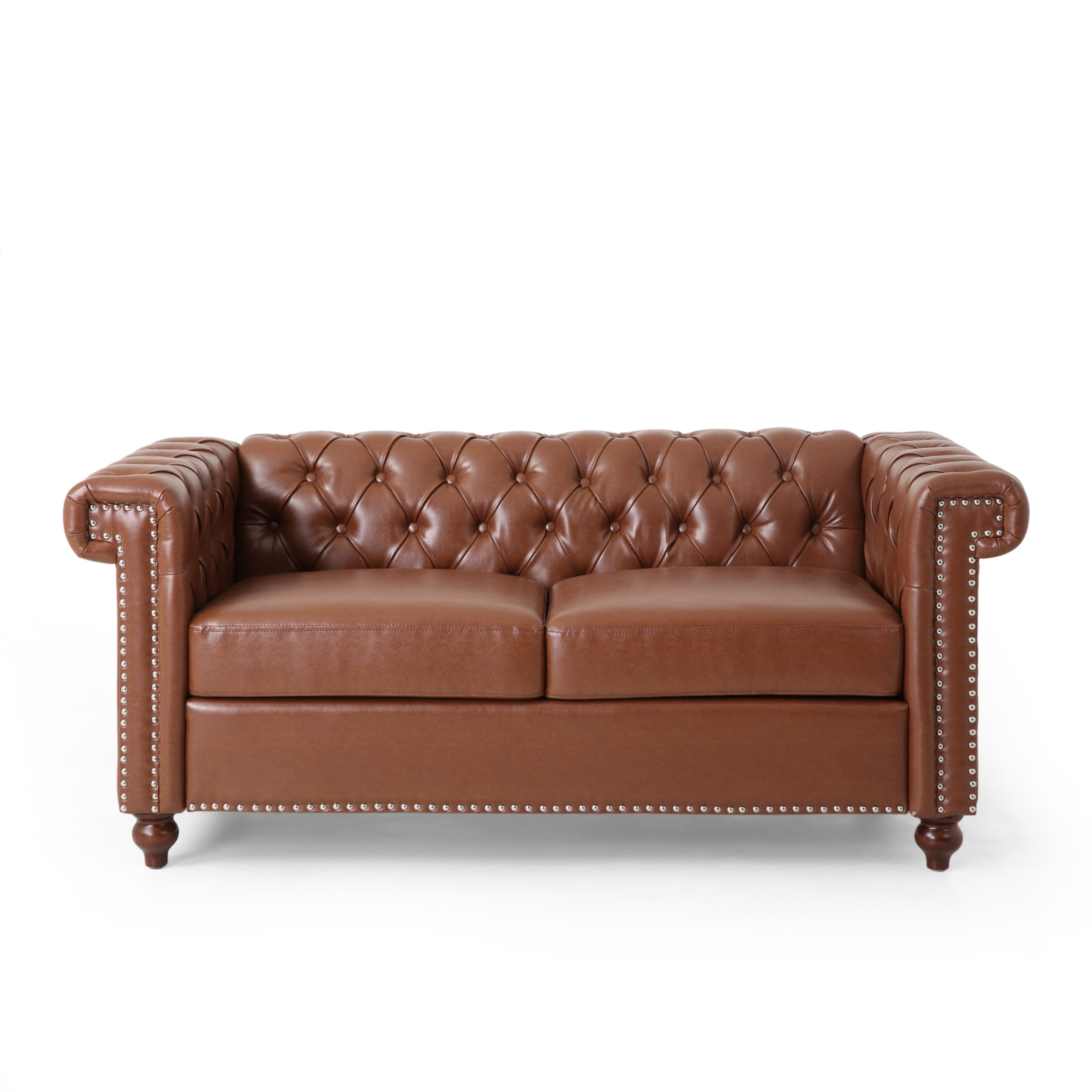 Noble House Loris Upholstered Button Tufted Loveseat with Nailhead
