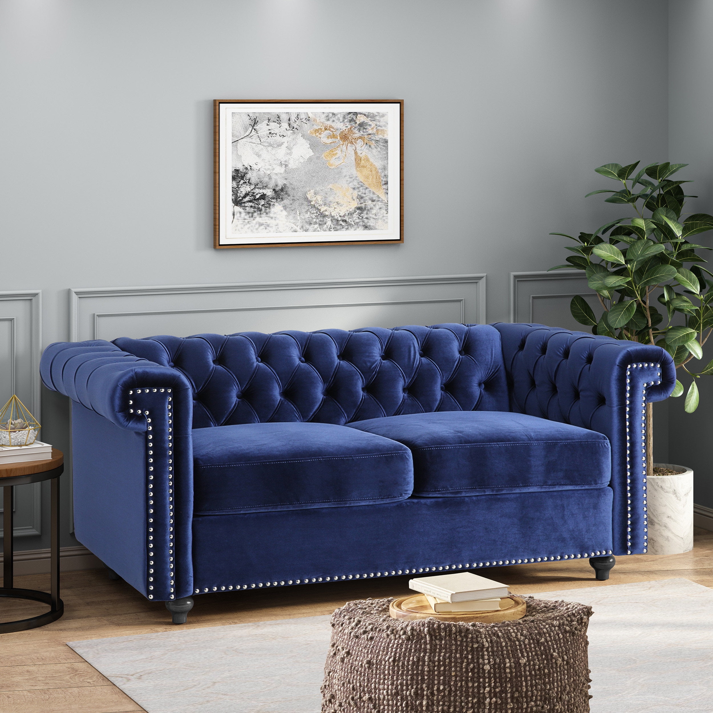 Midnight blue loveseat deals