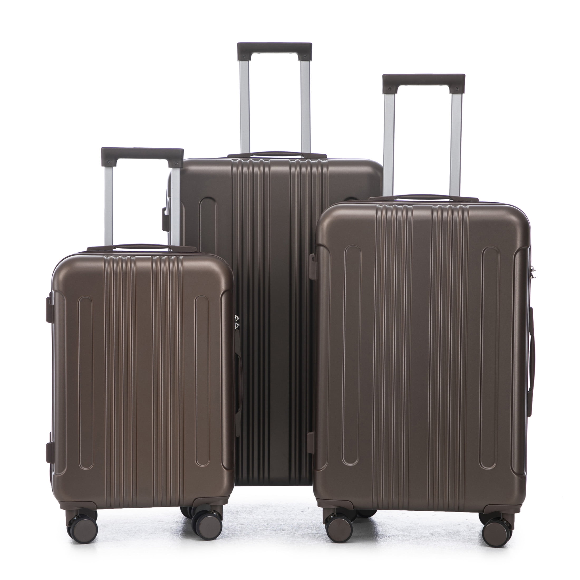 Noble House Lorven 3-Piece 20"/24"/28" ABS Hardshell Luggage Set with Combination Lock and Spinner Wheels, Brown