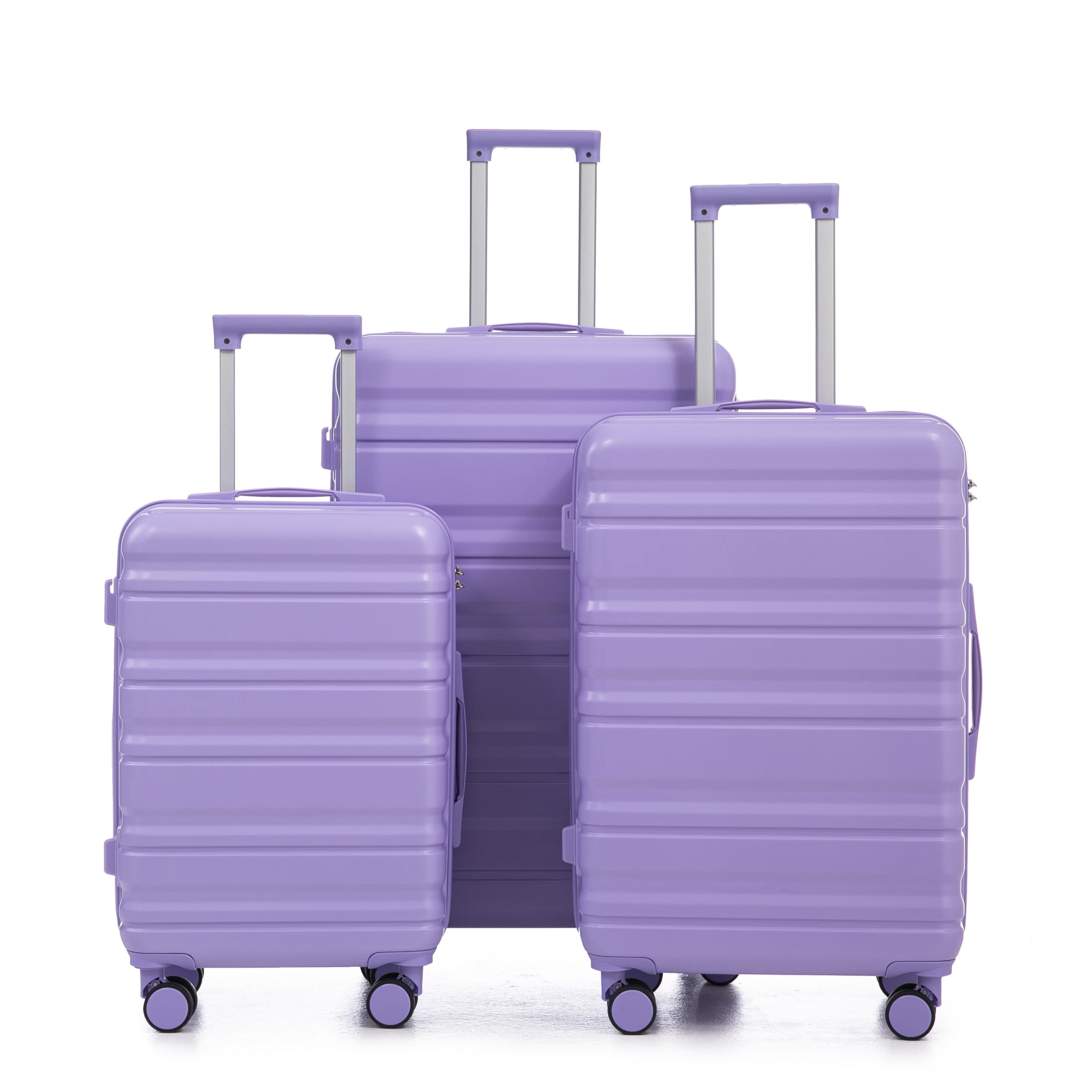 Noble House Lorven 3-Piece 20"/24"/28" ABS Hardshell Luggage Set with Combination Lock and Spinner Wheels, Light Purple