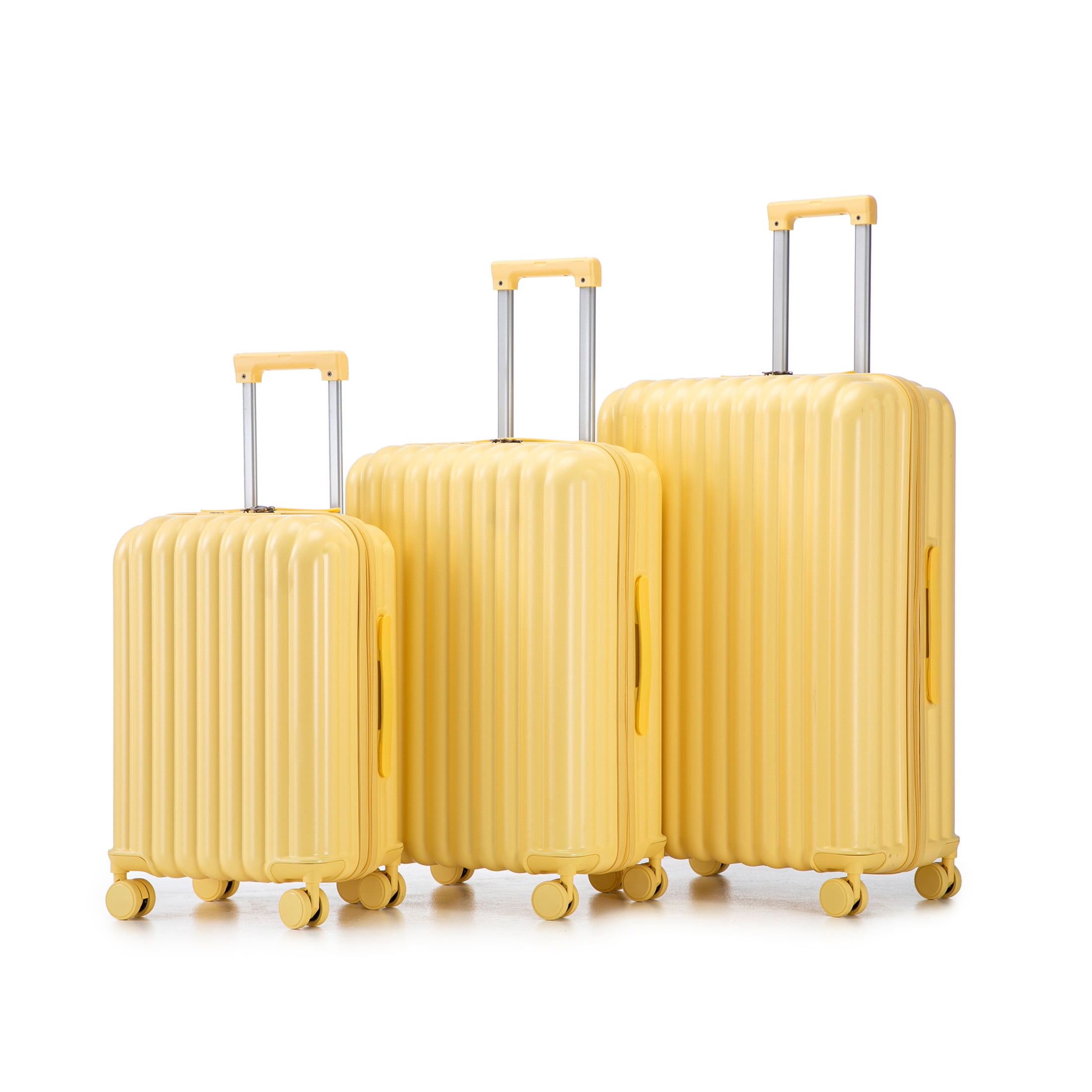 Noble House Lorven 3-Piece 20"/24"/28" ABS Hardshell Luggage Set with Combination Lock and Spinner Wheels, Light Yellow