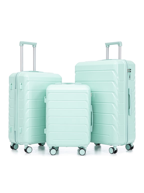 Lorven 3-Piece 20"/24"/28" ABS Hardshell Luggage Set with Combination Lock and Spinner Wheels, Mint Green