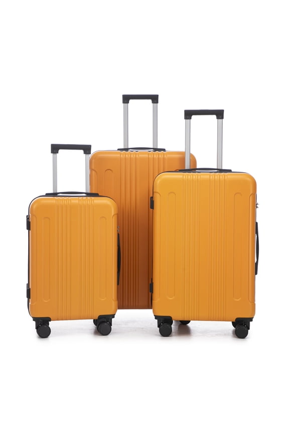 Lorven 3-Piece 20"/24"/28" ABS Hardshell Luggage Set with Combination Lock and Spinner Wheels, Orange
