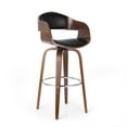 thumbnail image 1 of Noble House Lovejoy Upholstered Swivel Barstool, Midnight Black and Walnut, 1 of 9