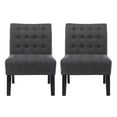 thumbnail image 1 of Noble House Loverin Fabric Tufted Slipper Chairs, Set of 2, Charcoal and Matte Black, 1 of 9