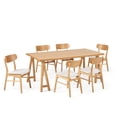 thumbnail image 1 of Noble House Lucas Mid-Century Modern 7 Piece Dining Set, Light Beige and Natural Oak, 1 of 12