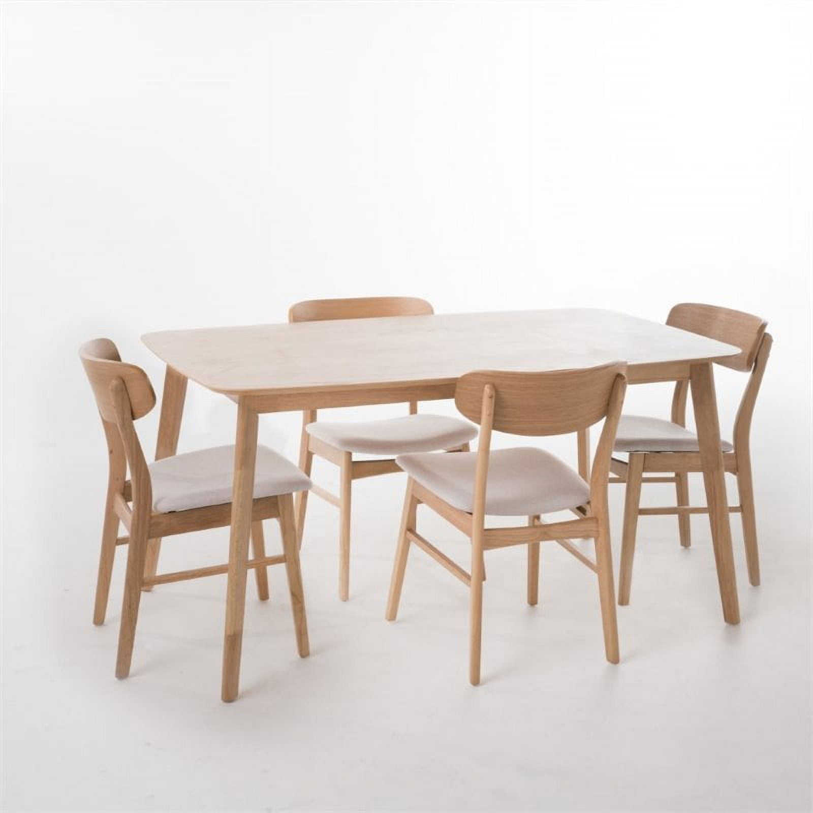 Light Beige and Natural Oak 5-Piece Rectangular Dining Set