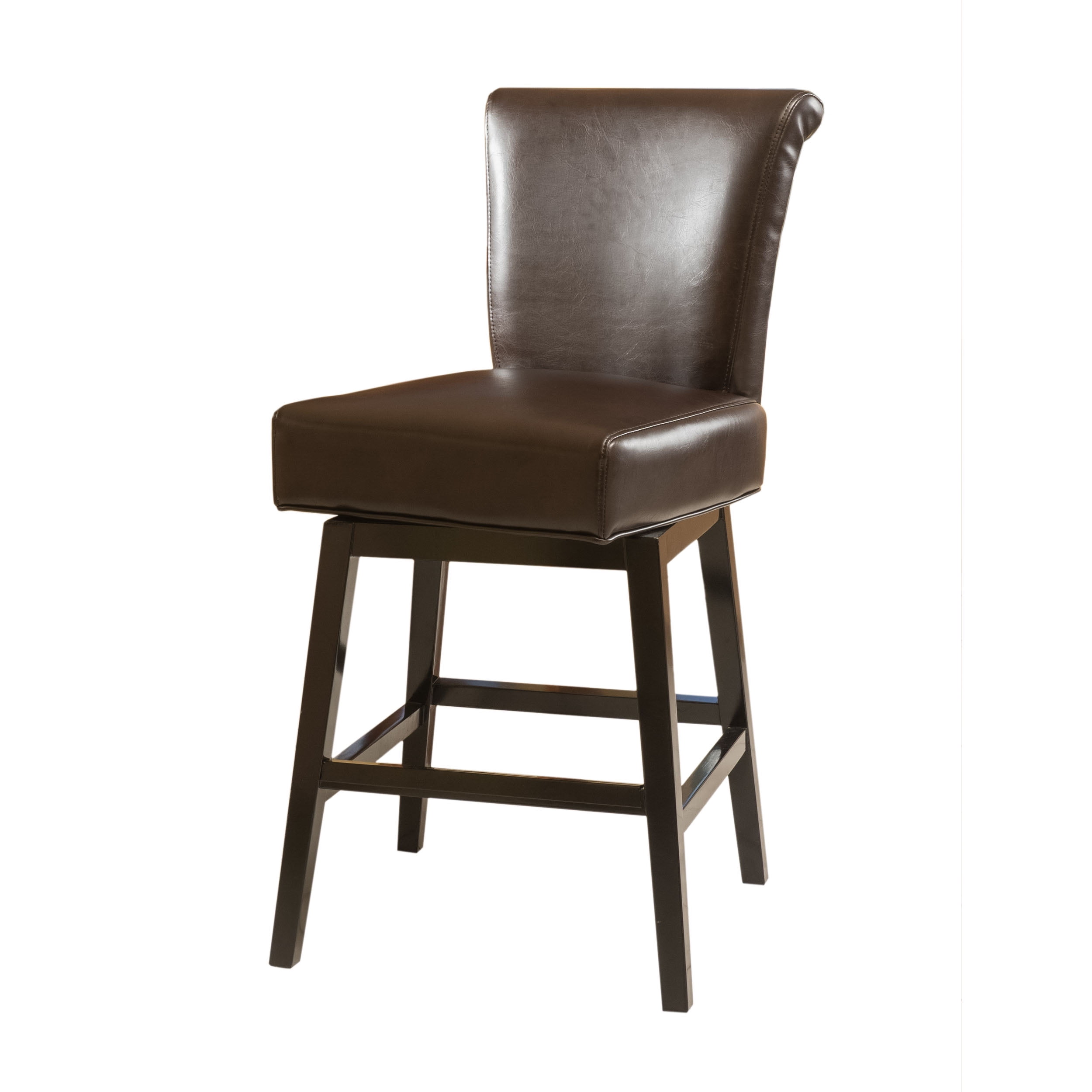 Noble House Luzan Brown Bonded Leather Swivel Counter Stool