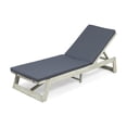 thumbnail image 1 of Cullen Outdoor Acacia Wood Chaise Lounge and Cushion Set, Light Gray and Dark Gray, 1 of 10