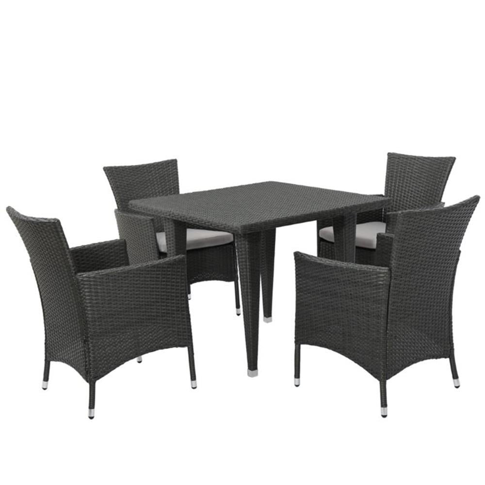 Noble House Malta 5 Piece Outdoor Dining Set in Gray