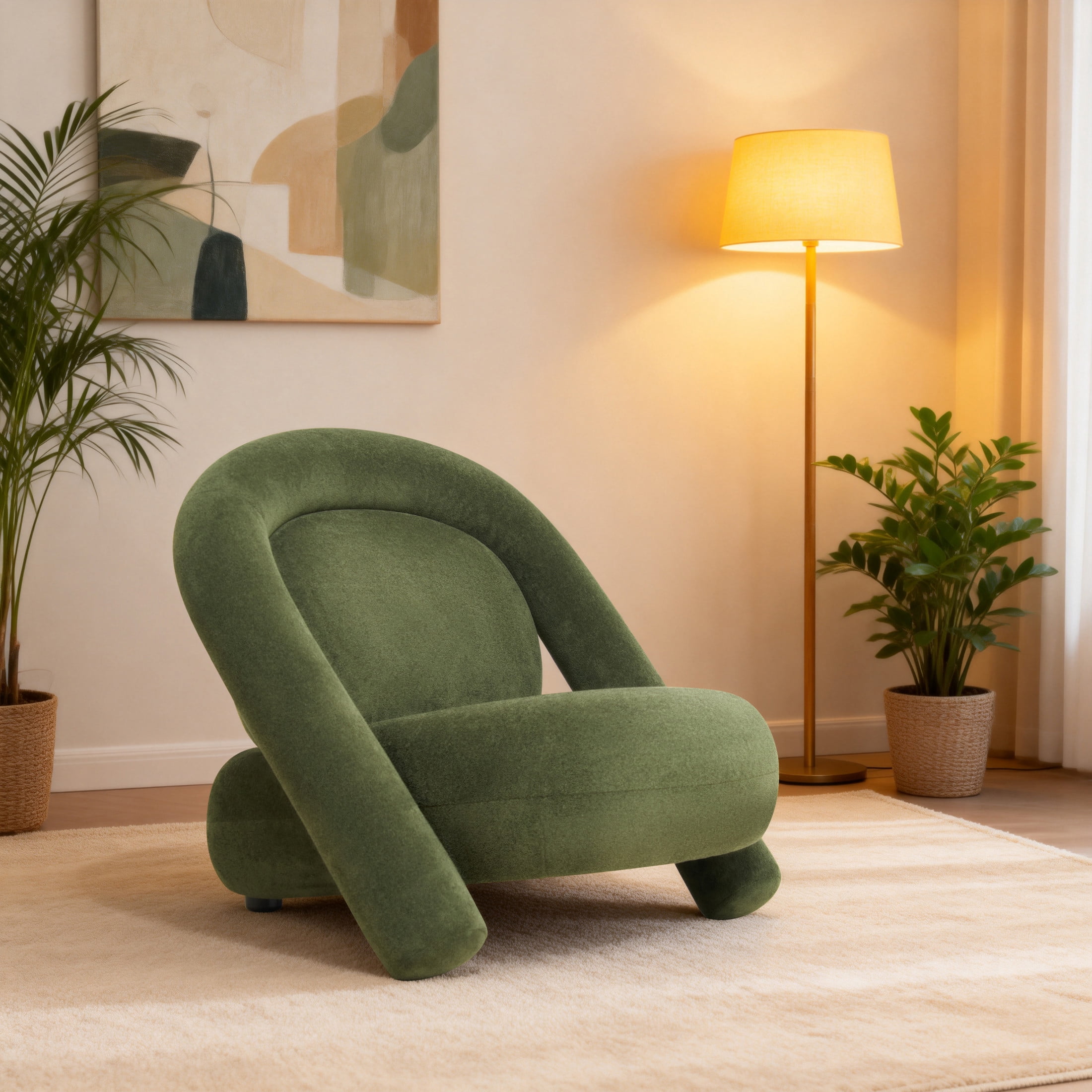Noble House Marcus 32" Velvet Upholstered Accent Club Chair, Armless Space Saving Geometric Lounge Sofa, Dark Green