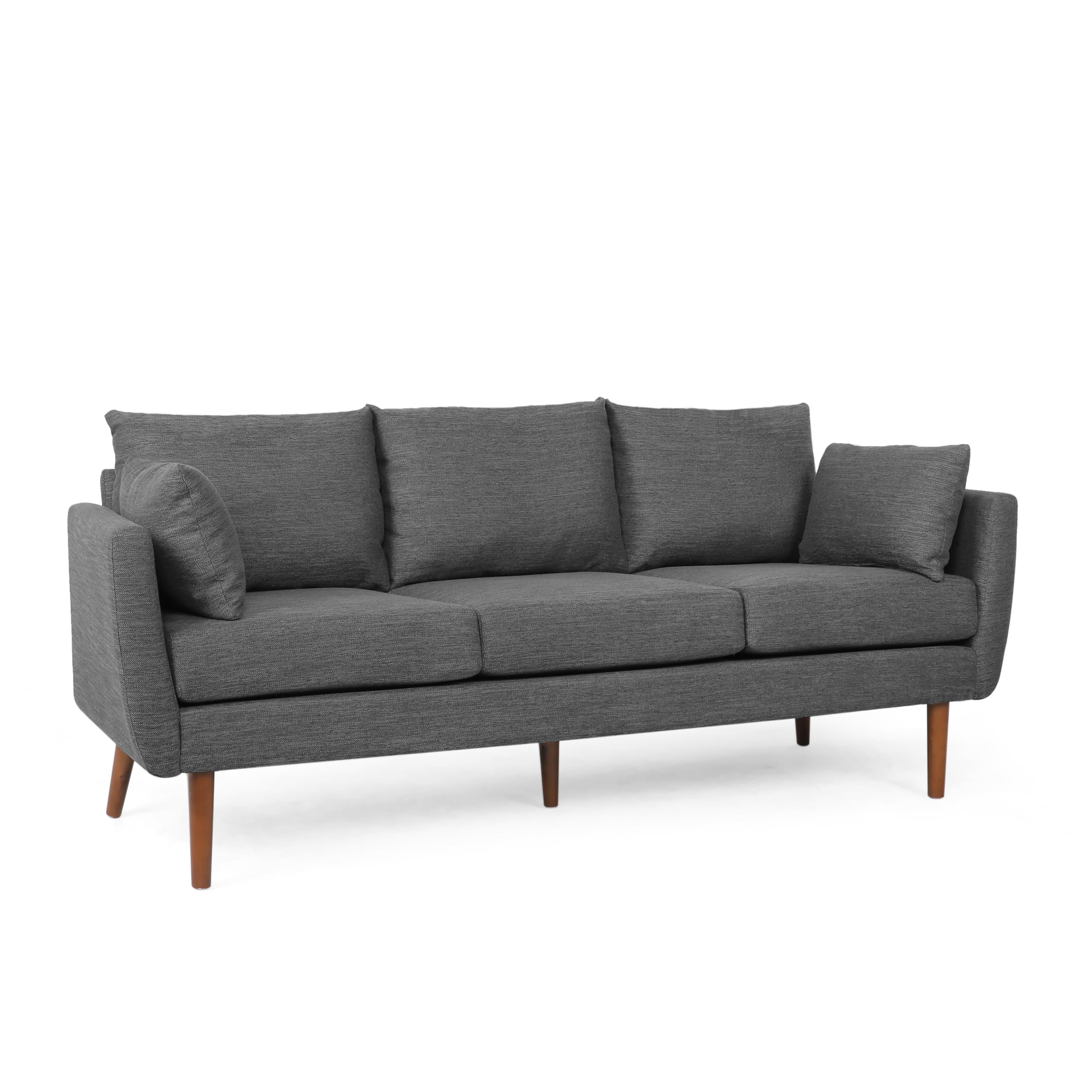 Noble House Marengo Sofa, Charcoal and Walnut Fabric