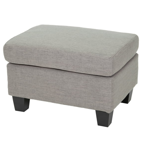 Noble House Maria Fabric Ottoman, Ash Grey