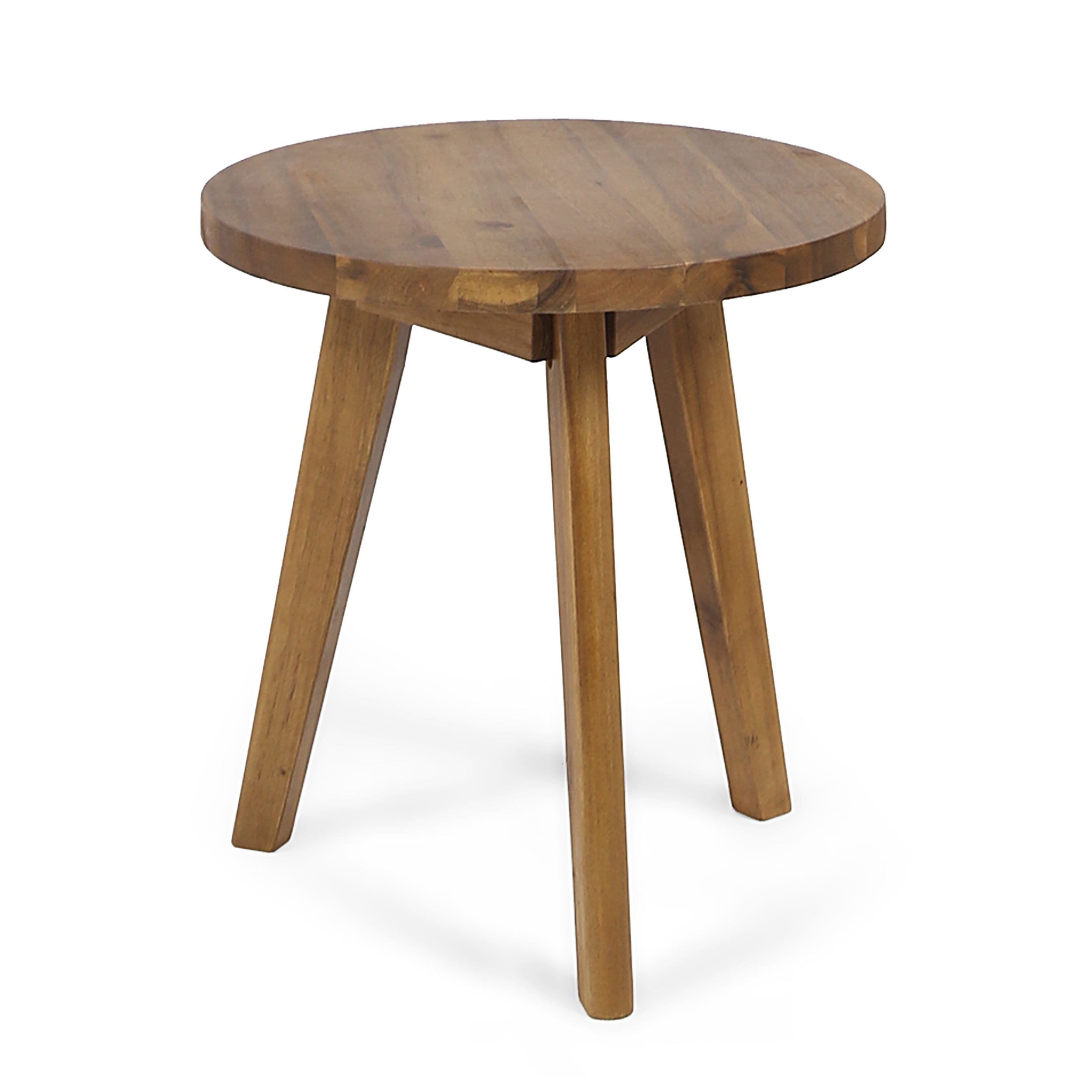 Natural Brown Medium Acacia Wood Round Accent Table
