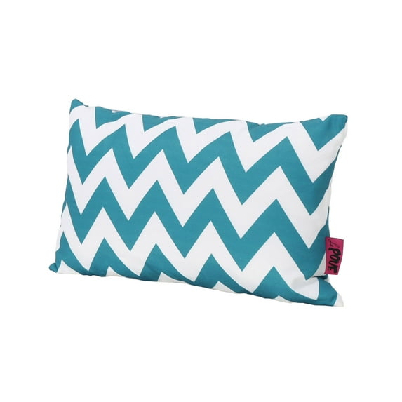 Noble House Marisol Chevron Rectangular Throw Pillow in Dark Teal