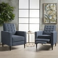 thumbnail image 1 of Noble House Marrin Indoor Mid Century Modern Dark Blue Fabric Recliner (Set of 2), 1 of 8