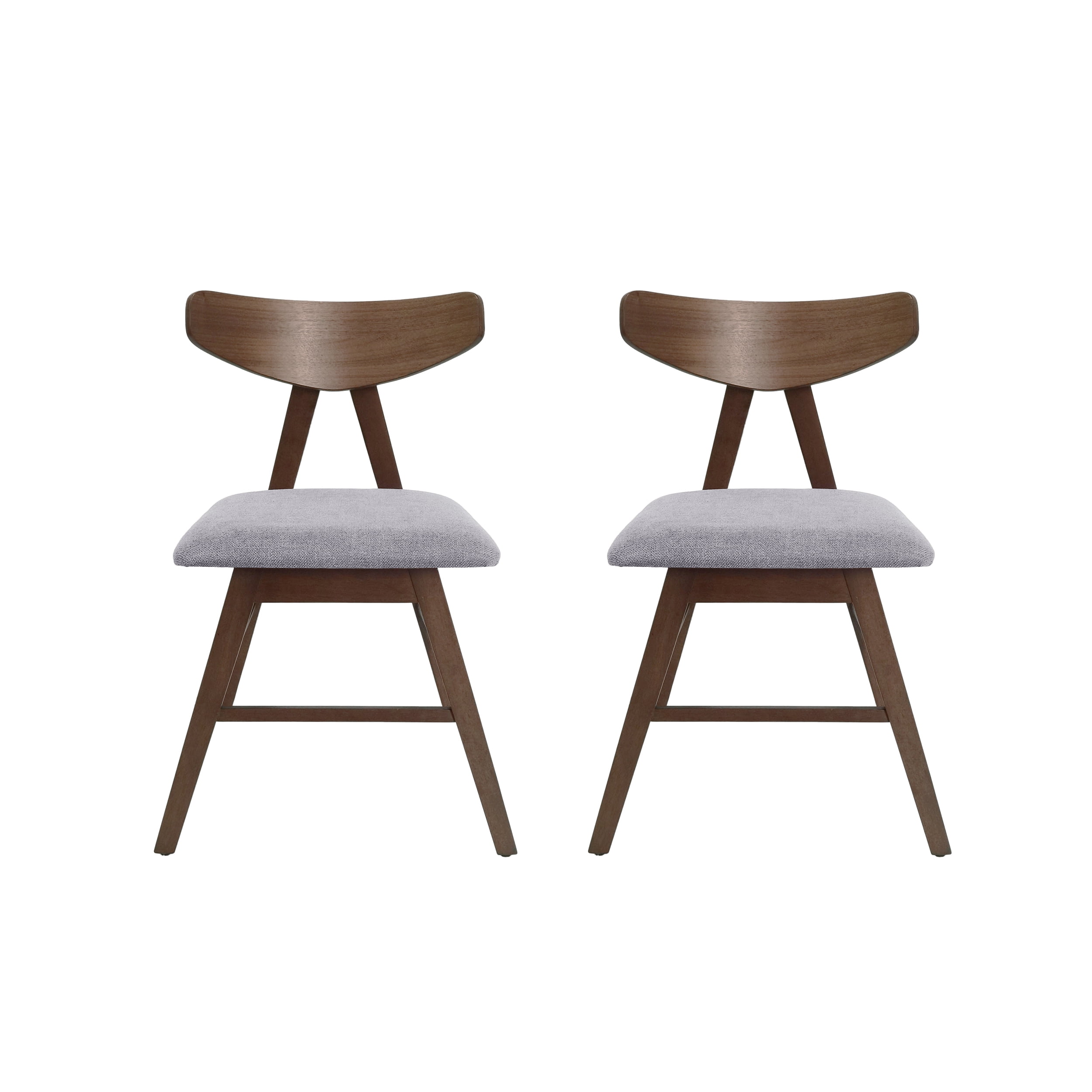 Noble House Marten Mid Century Modern Fabric Dining Chairs, Set of 2, Dark Gray
