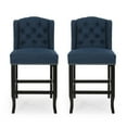 thumbnail image 1 of Noble House Maurice Wingback Counter Stool, Navy Blue, Dark Brown, 1 of 9