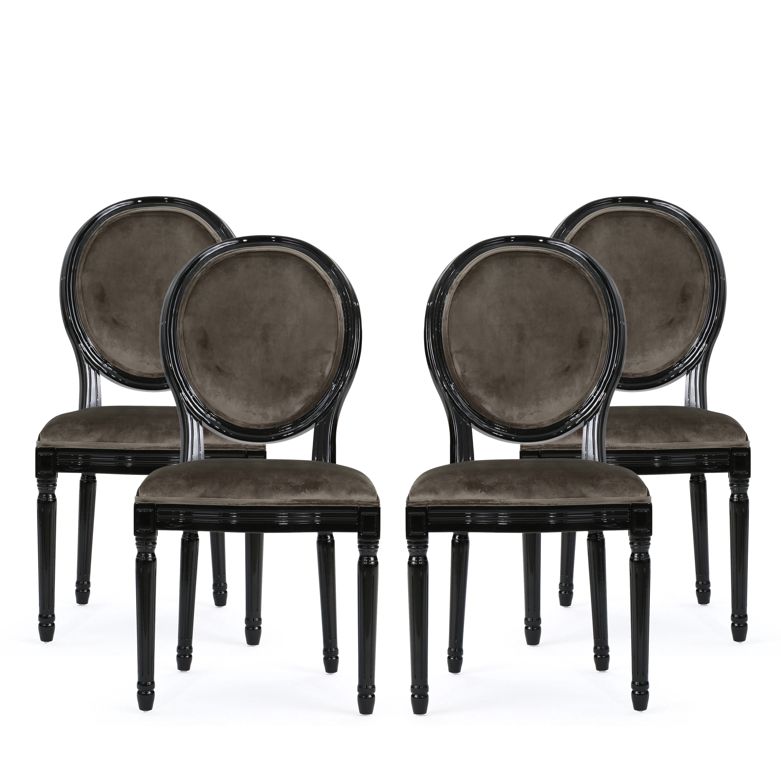 Noble House Max Indoor Contemporary Velvet Dining Chairs, Set of 4, Gray