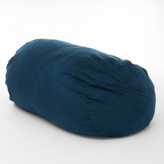 Noble House Maxton Traditional 6.5 Foot Suede Bean Bag (Cover Only), Midnight Blue