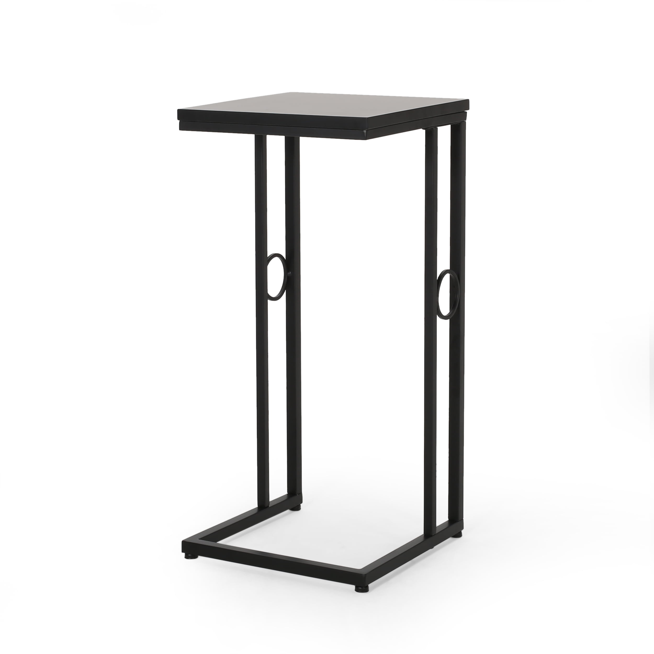 Noble House Maxwell Modern Faux Wood End Table, Matte Black, Black
