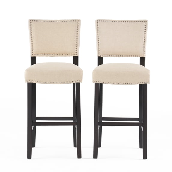 Noble House Mayberry Dark Beige Linen Bar Stool