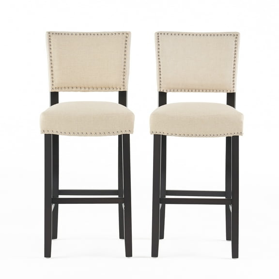 Noble House Mayberry Dark Beige Linen Bar Stool