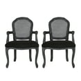 thumbnail image 1 of Noble House McKone Wood and Cane Upholstered Dining Chair, Set of 2, Black and Gray, 1 of 10