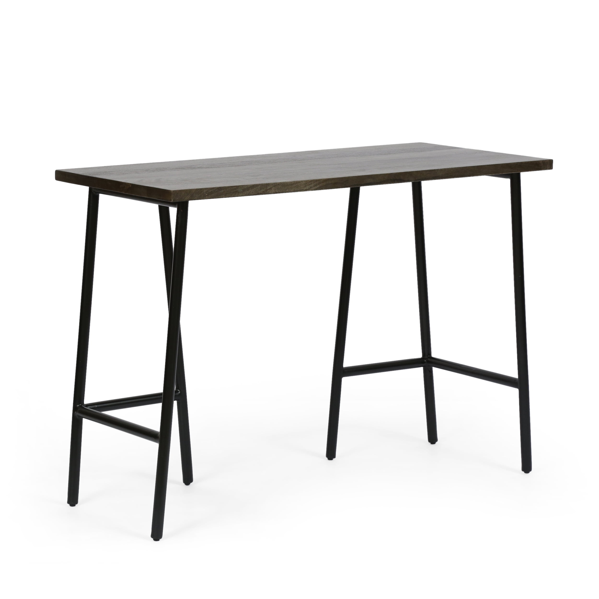 Noble House Medway Modern Industrial Handmade Mango Wood Console Table, Brown and Matte Black