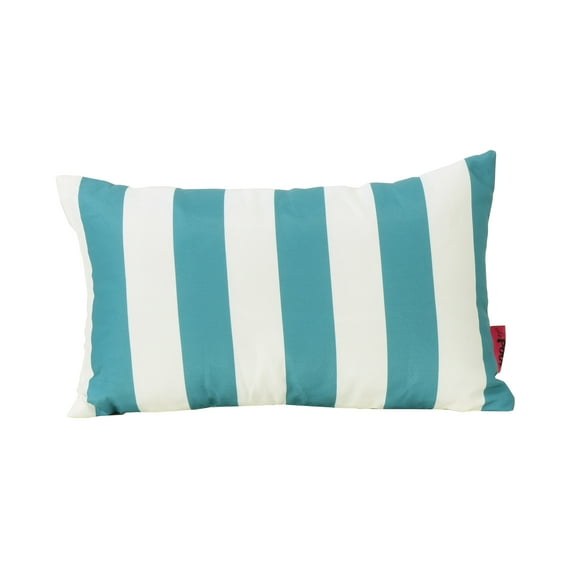 Noble House Megumi 18.5x11.5" Indoor Fabric Throw Pillow in Teal Blue/White
