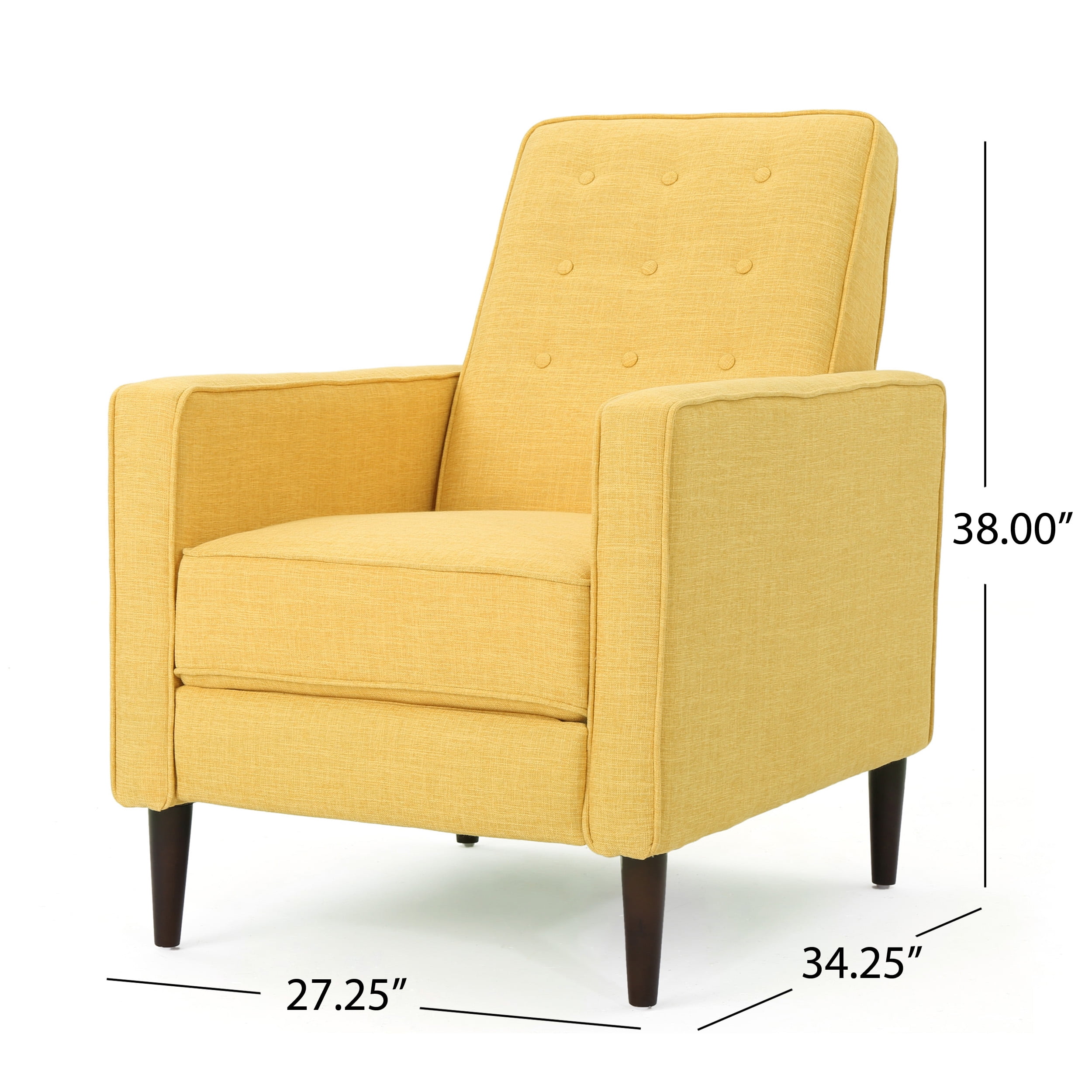 Noble House Mercury Standard Fabric Tufted Recliner Yellow