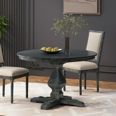 Noble House Merlene Wood Circular Dining Table, Gray