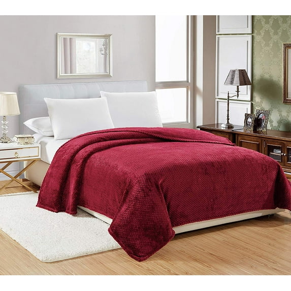 Noble House Microplush Popcorn Solid Blanket, Full, Burgundy