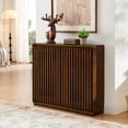 thumbnail image 1 of Noble House Mid-Century Fluted Sideboard Buffet Cabinet with Hollowed Solid Wood Doors, Adjustable Storage, Walnut, 1 of 9