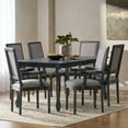 thumbnail image 1 of Noble House Midland Fabric Upholstered Wood Expandable 7 Piece Dining Set, Gray, 1 of 15