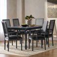 thumbnail image 1 of Noble House Midland Fabric Upholstered Wood and Cane Expandable 7 Piece Dining Set, Gray and Black, 1 of 15