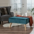 thumbnail image 1 of Noble House Milano Mid Century Fabric Ottoman, Dark Teal, 1 of 5