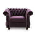thumbnail image 1 of Noble House Millie Fabric Chesterfield Chair, Blackberry, 1 of 5