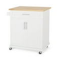 thumbnail image 1 of Noble House Mingo Indoor 32-inch Kitchen Storage Cart with Wheels, Natural and White, 1 of 8